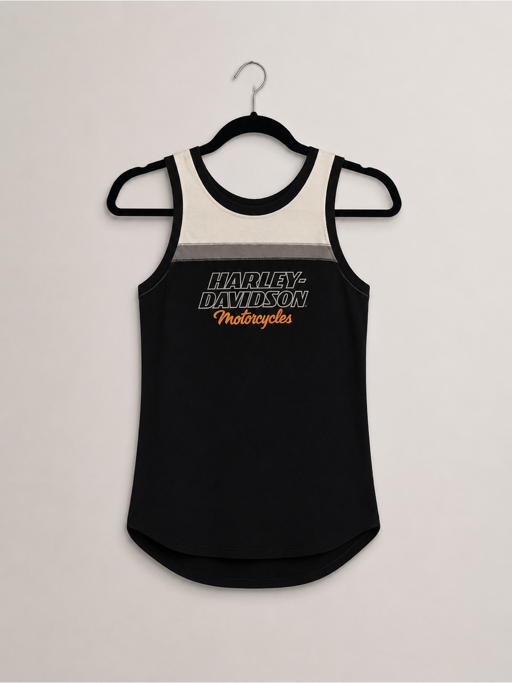 Harley-Davidson Black, White & Orange Winged Logo Tee